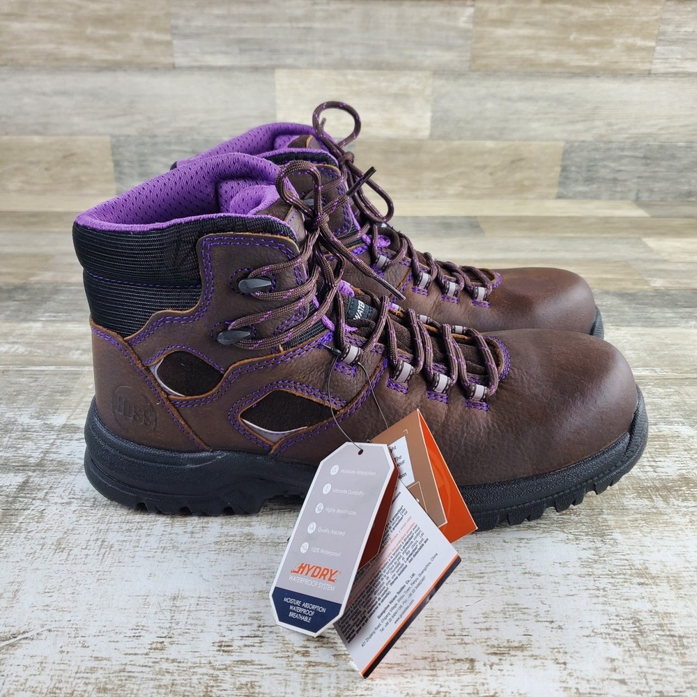 Hoss Boot Co Womens Work Boot Sz 11 B Brown Leather Composite Toe Waterproof